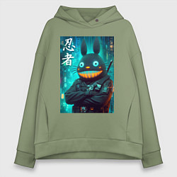 Толстовка оверсайз женская Cyber Totoro - ninja, цвет: авокадо