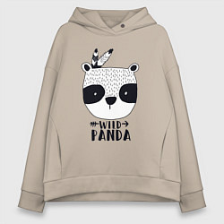 Толстовка оверсайз женская Wild panda, цвет: миндальный