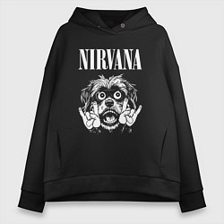 Толстовка оверсайз женская Nirvana rock dog, цвет: черный