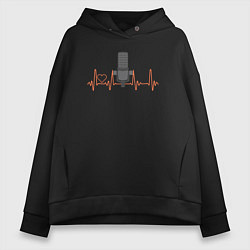 Толстовка оверсайз женская Love music, цвет: черный