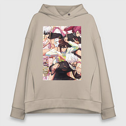 Толстовка оверсайз женская Дандадан: Момо Аясэ, цвет: миндальный