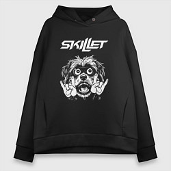 Толстовка оверсайз женская Skillet rock dog, цвет: черный