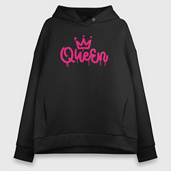 Толстовка оверсайз женская Pink queen, цвет: черный