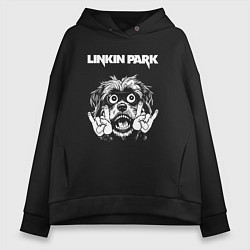 Толстовка оверсайз женская Linkin Park rock dog, цвет: черный