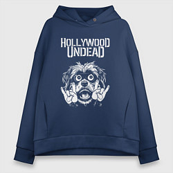 Толстовка оверсайз женская Hollywood Undead rock dog, цвет: тёмно-синий