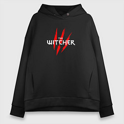 Толстовка оверсайз женская The witcher волк, цвет: черный