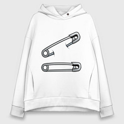 Толстовка оверсайз женская Булавки, цвет: белый