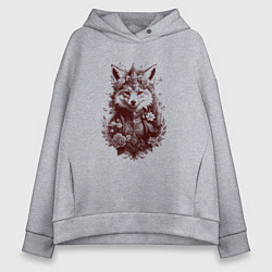 Толстовка оверсайз женская Нарядная лиса, цвет: меланж