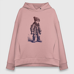 Толстовка оверсайз женская Школьник в высоких ботинках, цвет: пыльно-розовый