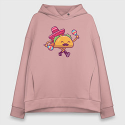 Толстовка оверсайз женская Забавный тако, цвет: пыльно-розовый