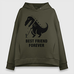 Толстовка оверсайз женская Godzilla best friend, цвет: хаки