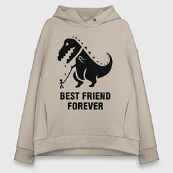 Толстовка оверсайз женская Godzilla best friend, цвет: миндальный