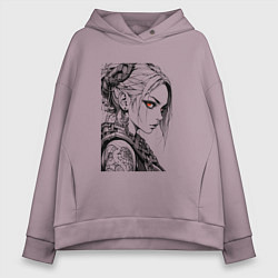 Толстовка оверсайз женская Девушка с алыми глазами, цвет: сиреневый