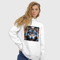 Толстовка оверсайз женская Взгляд серого волка, цвет: белый — фото 2