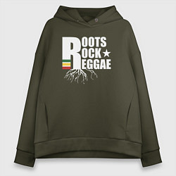 Толстовка оверсайз женская Roots reggae, цвет: хаки