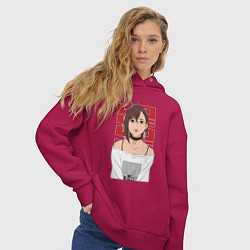 Толстовка оверсайз женская Дандадан: Момо, цвет: маджента — фото 2