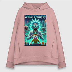 Толстовка оверсайз женская Morty Smiths nightmare - neon glow, цвет: пыльно-розовый