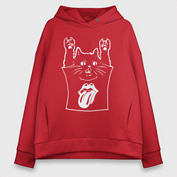 Толстовка оверсайз женская Rolling Stones - cat rock, цвет: красный