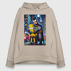 Женское худи оверсайз Batsimpson with son Bart - ai art fantasy