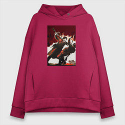 Толстовка оверсайз женская День Победы над фашизмом, цвет: маджента