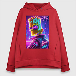 Женское худи оверсайз Cyber Bart - neon glow