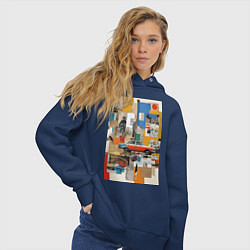 Толстовка оверсайз женская Плакат с ретро автомобилем, цвет: тёмно-синий — фото 2
