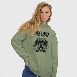 Толстовка оверсайз женская Red Hot Chili Peppers - rock dog, цвет: авокадо — фото 2