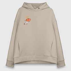 Толстовка оверсайз женская Джерри ангел мышка для пар, цвет: миндальный