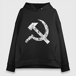 Толстовка оверсайз женская Серп и молот символ, цвет: черный