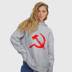Толстовка оверсайз женская Sickle and hammer red paint, цвет: меланж — фото 2