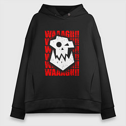 Женское худи оверсайз Waaagh warhammer - белый