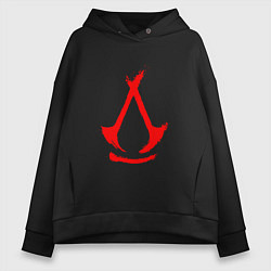 Толстовка оверсайз женская Assassins creed - shadows logotype, цвет: черный