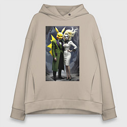 Толстовка оверсайз женская Ведьма жена Пикачу - нейроарт фантазия, цвет: миндальный