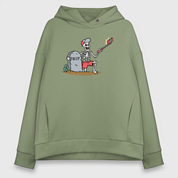 Толстовка оверсайз женская Селфи скелетик, цвет: авокадо