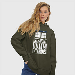 Толстовка оверсайз женская Прямо из Тардиса, цвет: хаки — фото 2