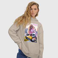 Толстовка оверсайз женская Barbie racing - Kawasaki Ninja, цвет: миндальный — фото 2