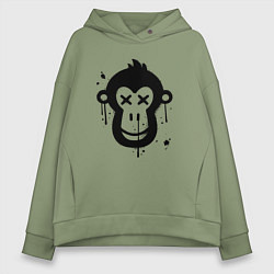 Толстовка оверсайз женская Чернильная обезьянка, цвет: авокадо