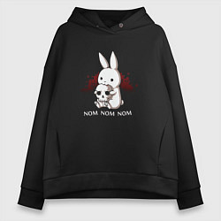 Толстовка оверсайз женская Кролик с черепом, цвет: черный