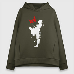 Толстовка оверсайз женская Кикбоксинг - атака, цвет: хаки