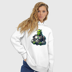 Толстовка оверсайз женская G2 esports team - cyber Shrek, цвет: белый — фото 2