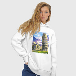 Толстовка оверсайз женская Италия Пизанская башня, цвет: белый — фото 2