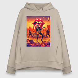 Толстовка оверсайз женская Rolling Stones - outdoor performance, цвет: миндальный