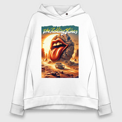 Толстовка оверсайз женская Rolling Stones - stylization of the logo, цвет: белый