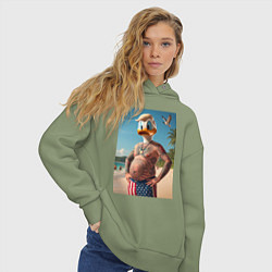 Толстовка оверсайз женская Donald Duck-Trump on a Florida beach, цвет: авокадо — фото 2