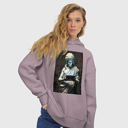 Толстовка оверсайз женская Античная статуя с планшетом, цвет: сиреневый — фото 2