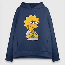 Толстовка оверсайз женская Лиза с деньгами, цвет: тёмно-синий