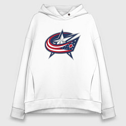 Толстовка оверсайз женская Columbus blue jackets - hockey team - emblem, цвет: белый