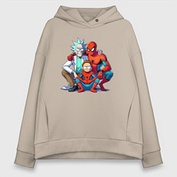 Толстовка оверсайз женская Spider-Man is Rick and Mortys friend, цвет: миндальный