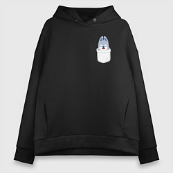 Толстовка оверсайз женская Wolf Chan in pocket, цвет: черный