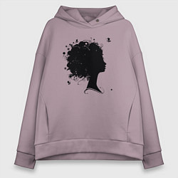 Толстовка оверсайз женская Girl flowers, цвет: сиреневый